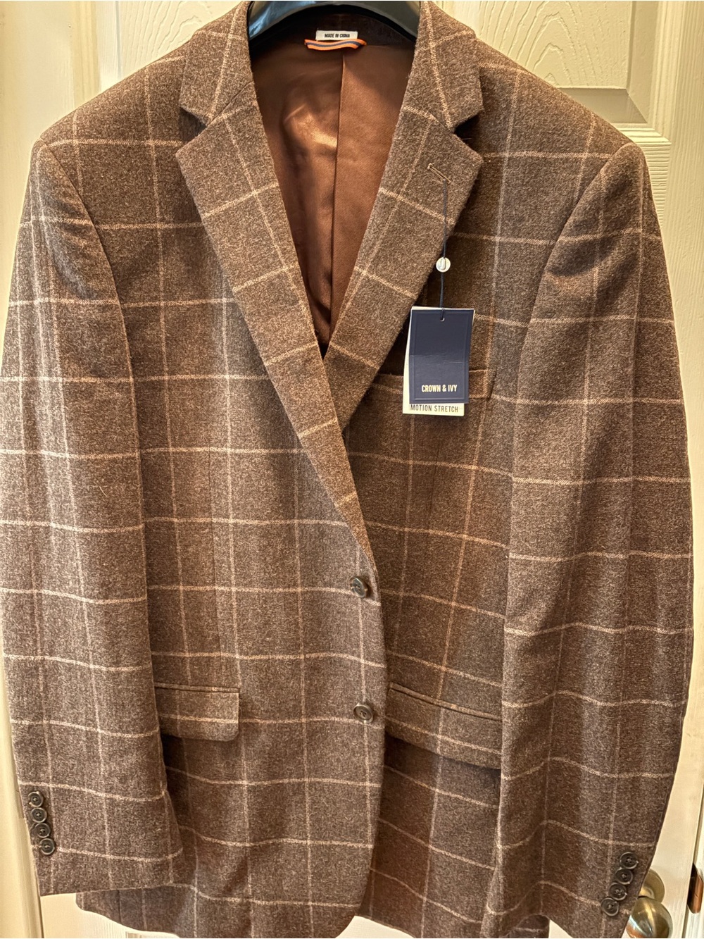 crown & ivy Brown Windowpane Sport Coat Blazer